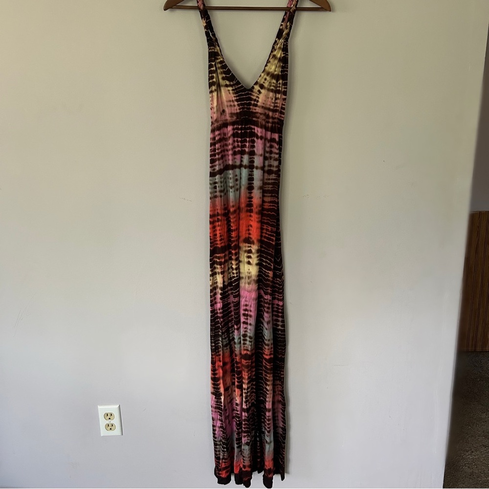 EUC Women’s Hazel Tie-Dye Multicolor Crossback Maxi Dress, Size Small